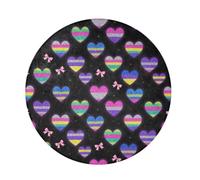 miaozhen Tapis de dortoir rond à poils longs avec paillettes et nœud en | Tapis minimaliste de Saint-Valentin pour chambre à coucher, décoration esthétique