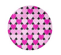 miaozhen Tapis rond moderne à poils longs avec cœur rose | Tapis de Saint-Valentin confortable pour chambre d'enfant Décoration d'intérieur