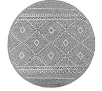 Mia's Teppiche Adora - Tapis Moderne, Style Boho, adapté à l'intérieur et à l'extérieur, idéal pour la Cuisine et la Salle à Manger, Gris, 160cm Rond