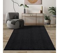 Mia's Teppiche Comfort Tapis Moderne Moelleux à Poils Courts, Dessous antidérapant, Lavable à 30 degrés, Super Doux, Aspect Fourrure, Noir, 80 x 150 cm