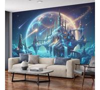 MIATCENRT Papier Peint Mural Chambre Fantaisie Paysage 300x210cm Geant Muraux | Château Planète 3D Tableaux Murale Poster Photo, Salon Chambre d'enfants Mur de Fond Papier Peint Panoramique