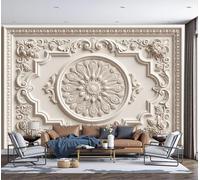 MIATCENRT Papier Peint Panoramique 3D, Rose Aux Plumes De Paon Décoration En Relief - Autocollant Mural Pour Salon Chambre À Coucher Couloir Moderne Espace Visuel De Paysage Murale 250x175cm