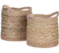 Mica Decorations Anne Corbeille à plantes - Lot de 2 - H28 x Ø30 cm - Herbe de mer - Marron clair