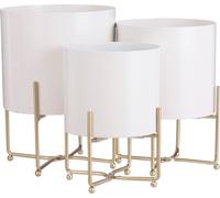 Mica Decorations Aries Pot de fleurs sur support - Lot de 3 - H32 x Ø24 cm - Blanc
