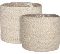 Mica Decorations Atlantic Panier à plantes - Lot de 2 - H26 x Ø30 cm - Crème