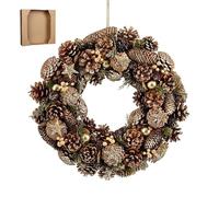 Mica Decorations Brant Couronne de Noël avec Pommes de pin - H 9 x Ø 45 cm - Marron