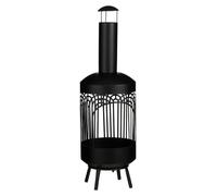 Mica Decorations, brasero noir - Bol à feu en fer avec un design ajouré - Brasero stable pour terrasse et jardin - Hauteur 132 cm x diamètre 40 cm - Noir