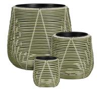 Mica Decorations Cancun Pot de fleurs – Lot de 3 – Pot pour fleurs et plantes d'intérieur – Pour l'extérieur – Plastique recyclé – Vert clair