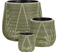 Mica Decorations Cancun Pot de fleurs – Lot de 3 – Pot pour fleurs et plantes d'intérieur – Pour l'extérieur – Plastique recyclé – Vert clair