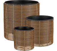 Mica Decorations Cesena Pot de fleurs – Lot de 3 – Pot pour fleurs et plantes d'intérieur – Pour l'extérieur – Plastique recyclé – Marron clair