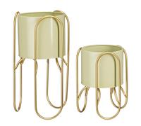 Mica Decorations Pot de fleurs Donau - 22x22x45 cm - Fer - Vert clair - Set de 2