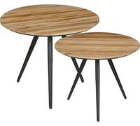 MICA Decorations Jailey Lot de 2 Tables d'appoint - H49 x Ø50 cm - Bois recyclé - Marron