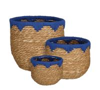 Mica Decorations Jorck Panier à plantes - Lot de 3 - H24 x Ø26 cm - Jonc de mer