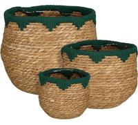 Mica Decorations Jorck Panier à plantes - Set de 3 - H24 x Ø26 cm - Herbe de mer - Vert, Marron