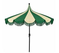 MICA Decorations Kim Parasol Rayé avec Sac de Transport - Protection Solaire 238 x Ø235 cm - Parasol Plage Jardin ou Balcon - Polyester, Acier - Vert Foncé
