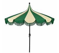 MICA Decorations Kim Parasol Rayé avec Sac de Transport - Protection Solaire 238 x Ø235 cm - Parasol Plage Jardin ou Balcon - Polyester, Acier - Vert Foncé