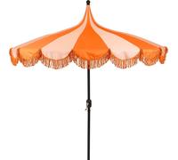 MICA Decorations Kim Parasol Rayé avec Sac de Transport - Protection Solaire 238 x Ø235 cm - Parasol Plage Jardin ou Balcon - Polyester, Acier - Orange