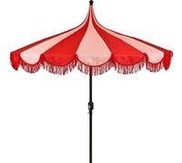MICA Decorations Kim Parasol Rayé avec Sac de Transport - Protection Solaire 238 x Ø235 cm - Parasol Plage Jardin ou Balcon - Polyester, Acier - Rouge