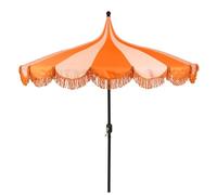MICA Decorations Kim Parasol Rayé avec Sac de Transport - Protection Solaire 238 x Ø235 cm - Parasol Plage Jardin ou Balcon - Polyester, Acier - Orange