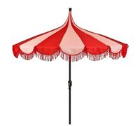 MICA Decorations Kim Parasol Rayé avec Sac de Transport - Protection Solaire 238 x Ø235 cm - Parasol Plage Jardin ou Balcon - Polyester, Acier - Rouge