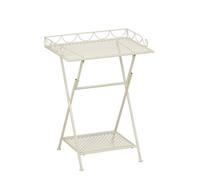 Table de balcon Mica Decorations Marseille – Étagère à plantes – 50 x 38 x 68 cm – Table d'appoint – Fer résistant aux intempéries – Mobilier de balcon – Blanc cassé