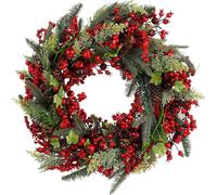 Mica Decorations Norah Couronne de Noël avec des pommes de pin - H13 x Ø50 cm - Rouge
