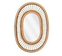 MICA Decorations Oval Miroir Mural - L59 x l40 x H3 cm - Rotin - Marron Clair