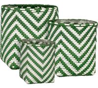 Mica Decorations Panier Merlijn - 24x24x26 cm - Plastique - Vert foncé - Set de 3