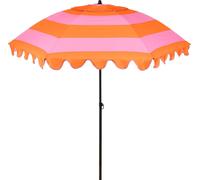 Mica Decorations Parasol inclinable à rayures - Parasol droit 238 x Ø197 cm - Protection solaire pour jardin ou balcon - Polyester, acier - Vert clair, vert foncé