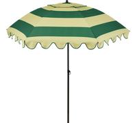 Mica Decorations Parasol inclinable à volants - Parasol droit 238 x Ø195 cm - Protection solaire pour jardin ou balcon - Polyester, acier - Terra