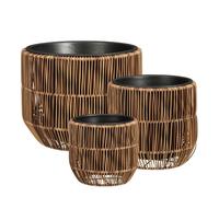 Mica Decorations Peta Pots de fleurs – Lot de 3 – Pots pour fleurs et plantes d'extérieur – Pour l'extérieur – Marron foncé