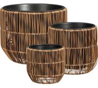 Mica Decorations Peta Pots de fleurs – Lot de 3 – Pots pour fleurs et plantes d'extérieur – Pour l'extérieur – Marron foncé
