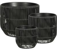 Mica Decorations Peta Pots de fleurs – Lot de 3 – Pots pour fleurs et plantes d'extérieur – Pour l'extérieur – Noir