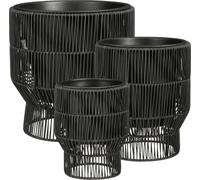 Mica Decorations Peta Supports pour plantes – Lot de 3 – Pots pour fleurs et plantes d'extérieur – Pour l'extérieur – Noir