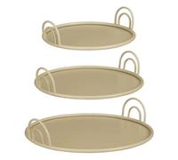 Mica Decorations Plateau de Service avec Poignées - Lot de 3 - Plateau Décoratif Salon - Aussi adapté comme Support Bougies, sous-Verre ou Support Plantes - Fer - Beige