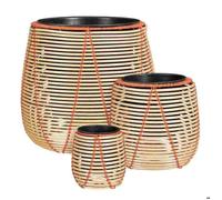 Mica Decorations Pot de fleurs Cancun - 45x45x40 cm - Plastique recy eige - Set de 3
