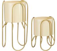 Mica Decorations Pot de fleurs Donau - 22x22x45 cm - Fer - Hellgelb - Set de 2