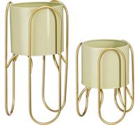 Mica Decorations Pot de fleurs Donau - 22x22x45 cm - Fer - Vert clair - Set de 2
