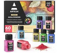 Mica en poudre Arteza pour résine époxy, 60 couleurs, bouteilles de 5 gr, pour la fabrication de peinture, d’époxy, de bougies
