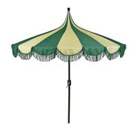 MICA Decorations Kim Parasol Rayé avec Sac de Transport - Protection Solaire 238 x Ø235 cm - Parasol Plage Jardin ou Balcon - Polyester, Acier - Vert Foncé