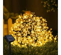 Micacorn Guirlande Lumineuse Solaire Jardin, 7 Mètre 8 Modes 50 LED Forme de Fleurs Étanche Solaire Guirlande Lumineuse pour Mariage Extérieur Fête de Noël Décorations de Vacances（Blanc Chaud）
