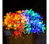 Micacorn Guirlande Lumineuse Solaire Jardin, 7 Mètre 8 Modes 50 LED Forme de Fleurs Étanche Solaire Guirlande Lumineuse pour Mariage Extérieur Fête de Noël Décorations de Vacances（Multicolore）