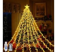 Micacorn LED Guirlande Lumineuse Sapin Noël, Étanche Cascade USB Guirlandes Lumineuses 2M*9 Guirlande 8 Modes 198 LED Guirlande Lumineuse avec Télécommande Exterieur Noël, Mariage