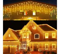 Micacorn Lumières de Glace de Noël, 8M 288 LEDs Rideaux Lumières avec Prise 48Pcs 8 Modes Étanche Rideau Lumineux Extérieur Cascade Rideau Lumineux de Noël Décoratives Pour Mariage Jardin Patio Fêtes