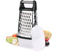 MiCasa SuCasa Râpe avec récipient – Râpe carrée en acier inoxydable avec récipient de récupération – Ustensiles de cuisine pour la maison : râpe, coupe-légumes, râpe et zesteur – Râpe à main durable