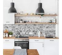 micasia Crédence de cuisine adhésive imperméable à motifs sans joint revêtement mural avec motif film rigide mat gris fond de hotte effet 3d 1205 (100x80cm)