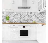 micasia Crédence de cuisine adhésive imperméable à motifs sans joint revêtement mural avec motif film rigide mat gris fond de hotte imitation carrelage 1075 (350x60cm)