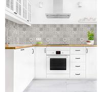 micasia Crédence de cuisine adhésive imperméable à motifs sans joint revêtement mural avec motif film rigide mat gris fond de hotte imitation carrelage 1039 (400x50cm)
