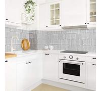 micasia Crédence de cuisine adhésive imperméable à motifs sans joint revêtement mural avec motif film rigide mat gris fond de hotte effet 3d style industriel 1019 (150x100cm)