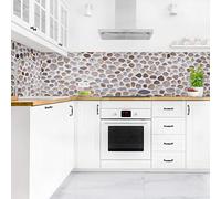 micasia Crédence de cuisine adhésive imperméable à motifs sans joint revêtement mural avec motif film rigide mat marron fond de hotte effet 3d style maison de campagne 1007 (50x80cm)